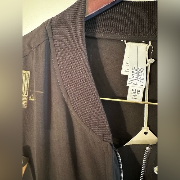 NWT WYNNE LAYERS Medium Black Sheer Long Zippered Tunic Jacket Pocket Hidden Zip - Picture 16 of 16